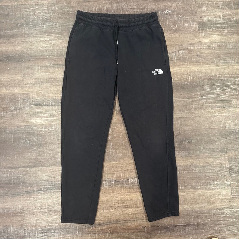 The North Face Fleece Joggers Black Sweatpants Women‎ M Tapered Logo Pull On